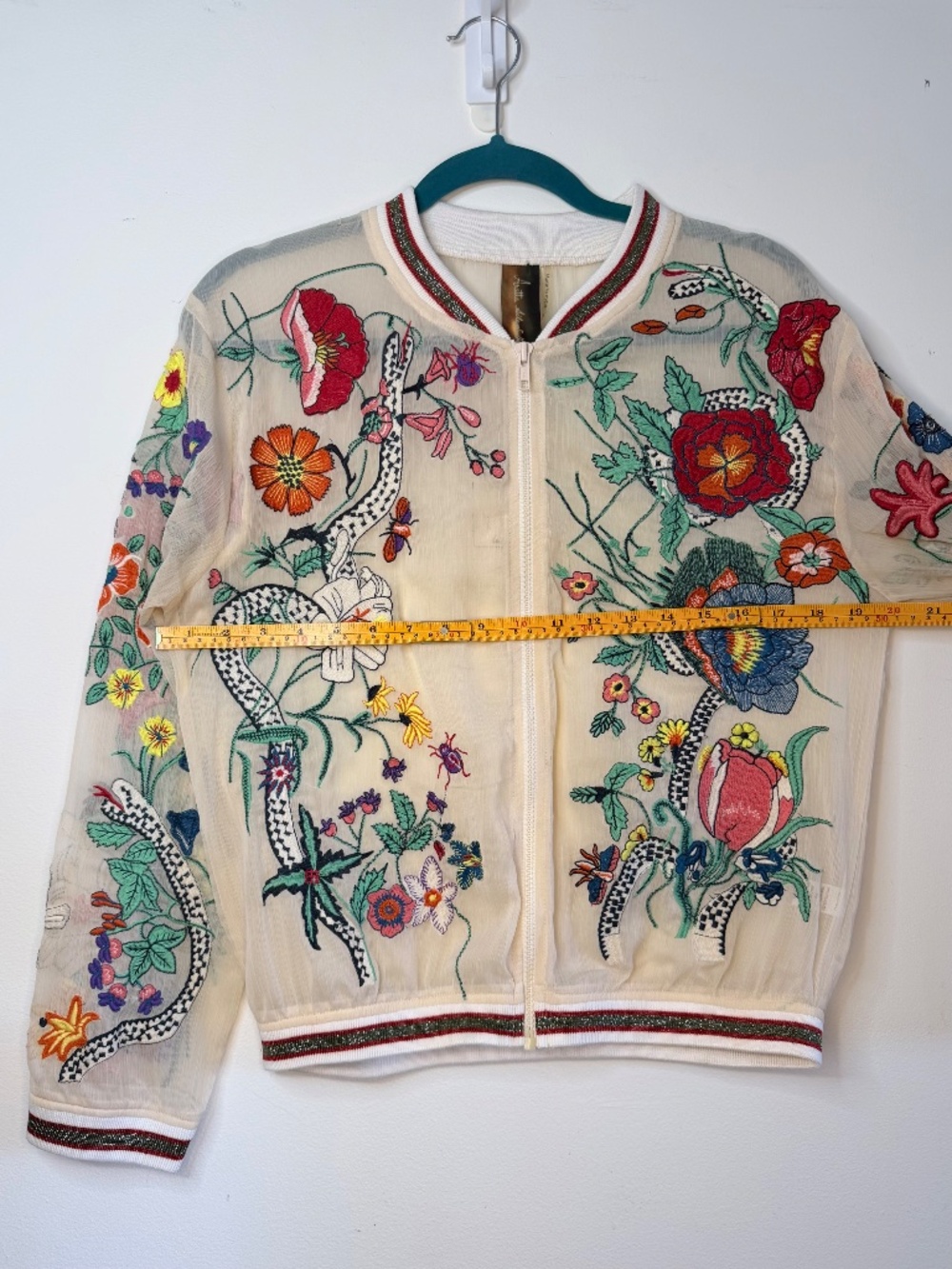Aratta Sheer Floral Embroidered Bomber Jacket Black Size L Statement - Picture 5 of 6